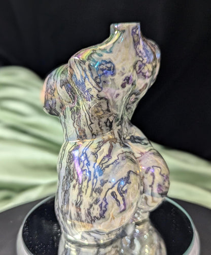 Aura Coated Spiderweb Jasper Lady Body Figurine