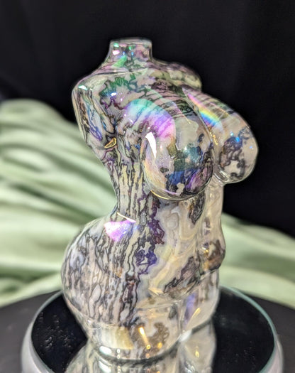 Aura Coated Spiderweb Jasper Lady Body Figurine