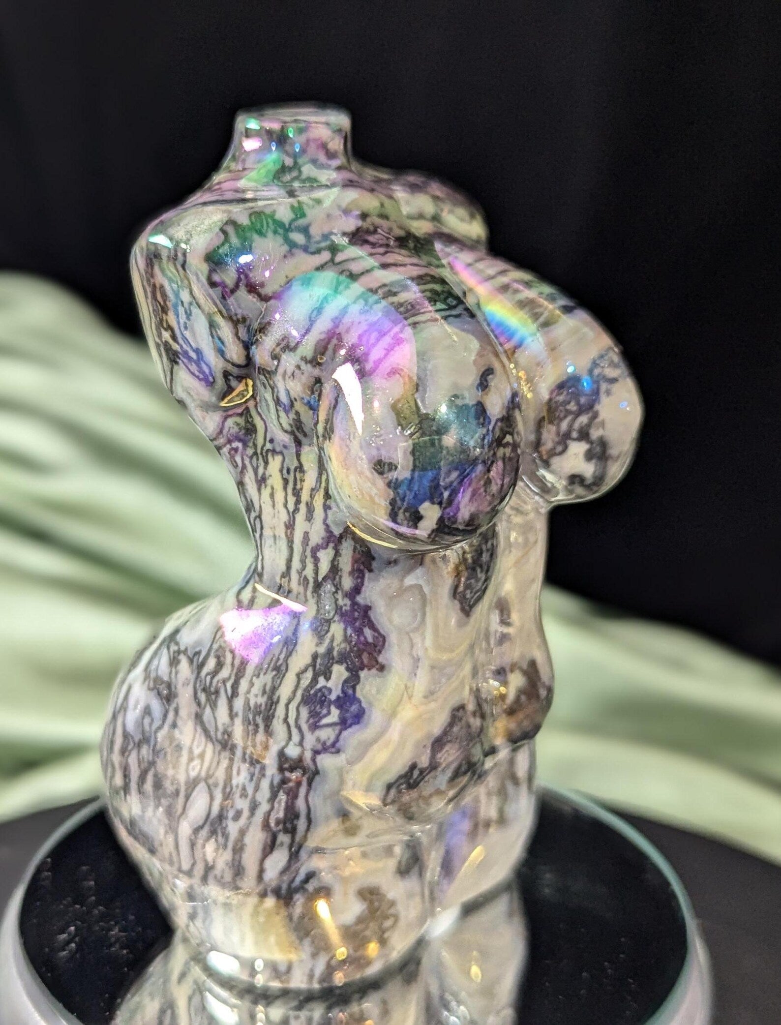 Aura Coated Spiderweb Jasper Lady Body Figurine