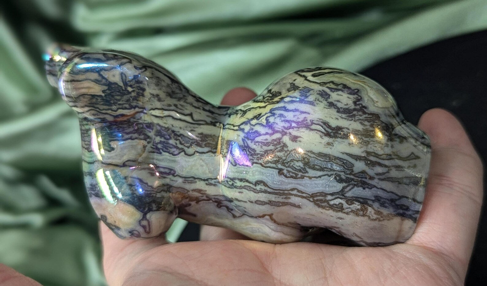 Aura Coated Spiderweb Jasper Lady Body Figurine