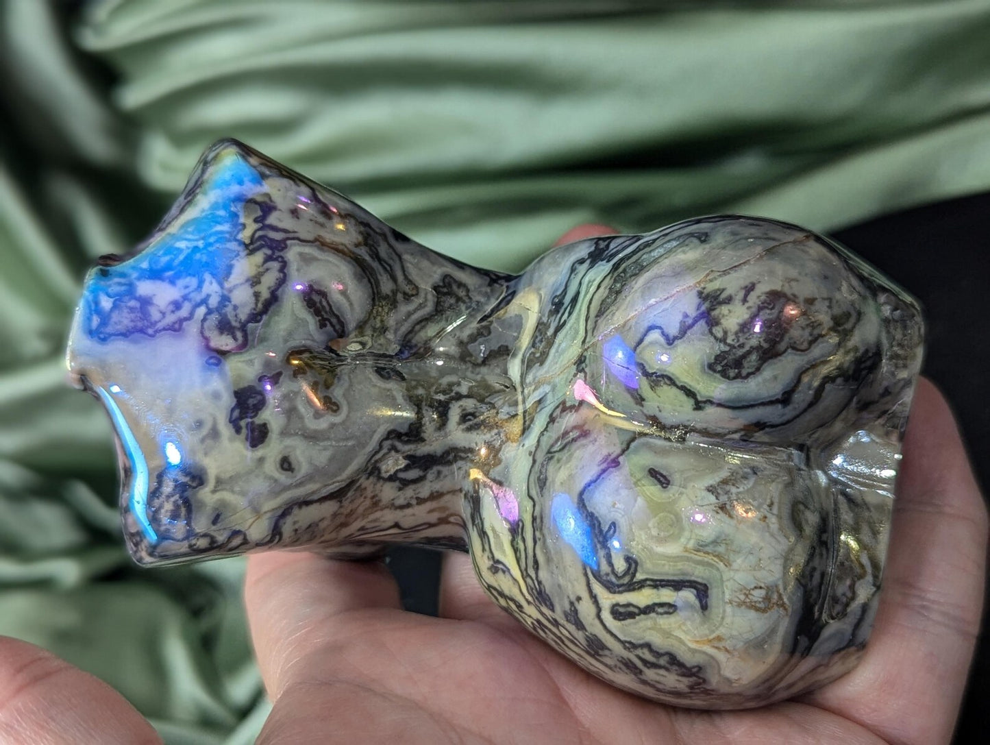 Aura Coated Spiderweb Jasper Lady Body Figurine