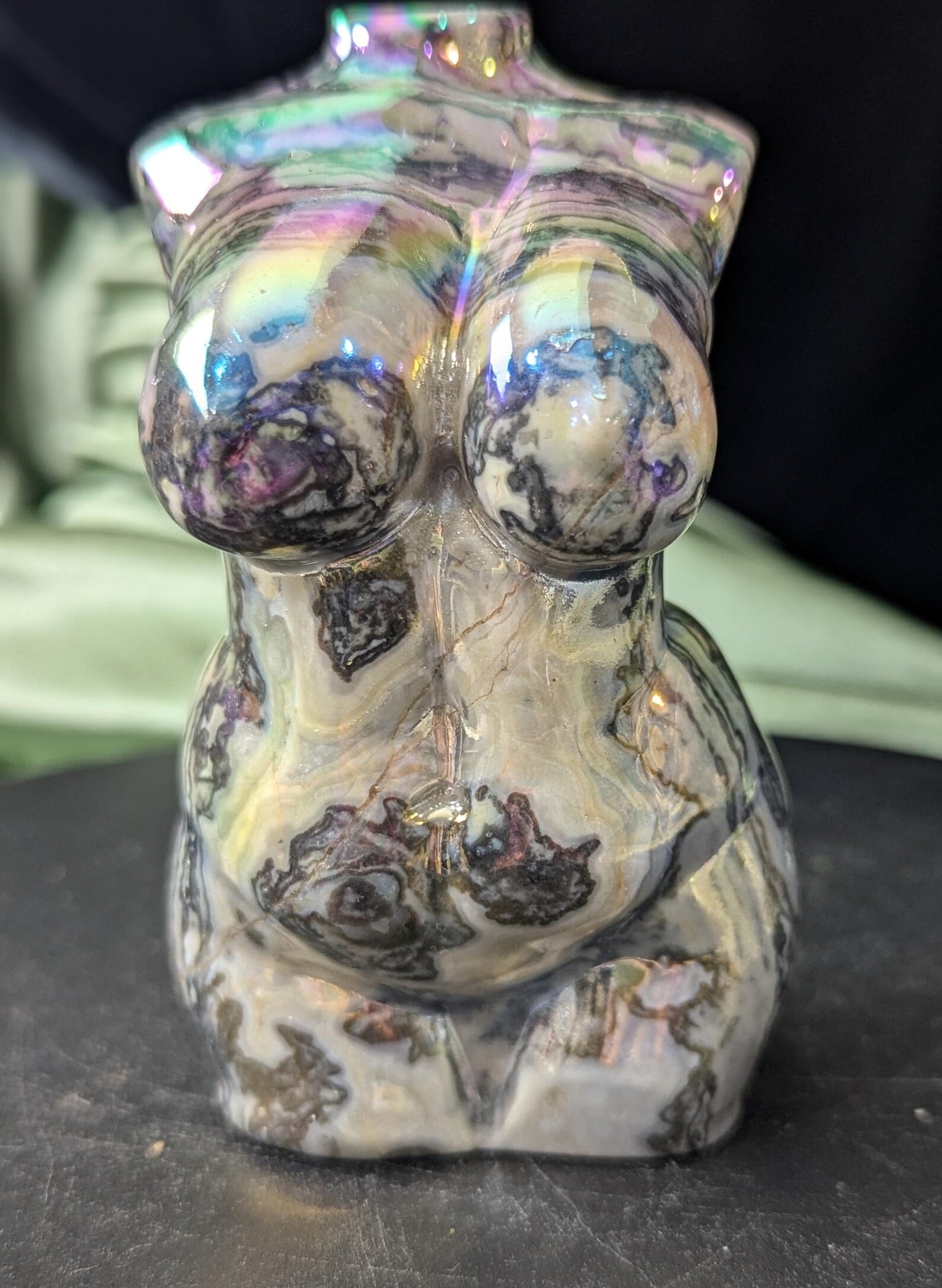 Aura Coated Spiderweb Jasper Lady Body Figurine