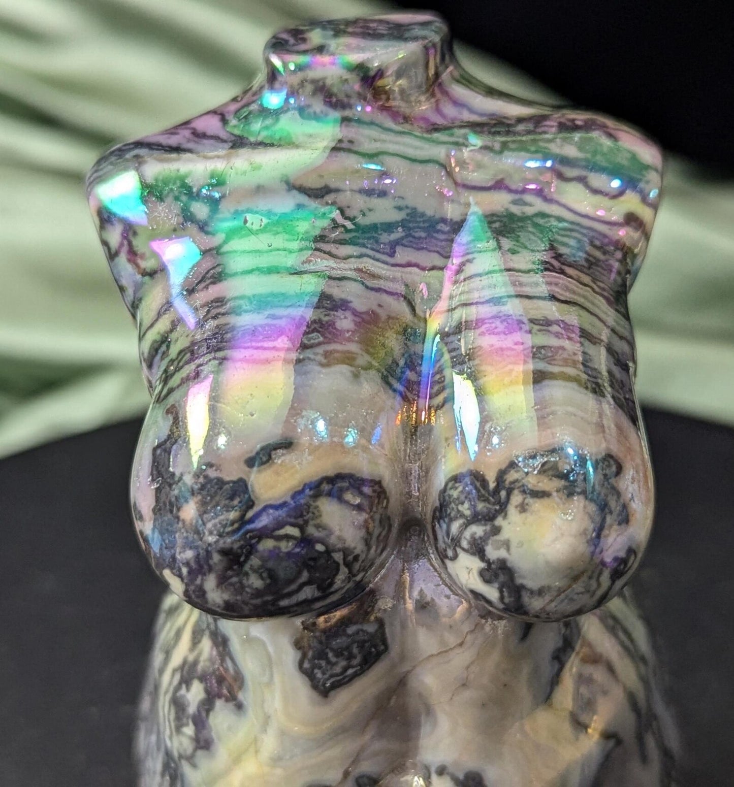 Aura Coated Spiderweb Jasper Lady Body Figurine