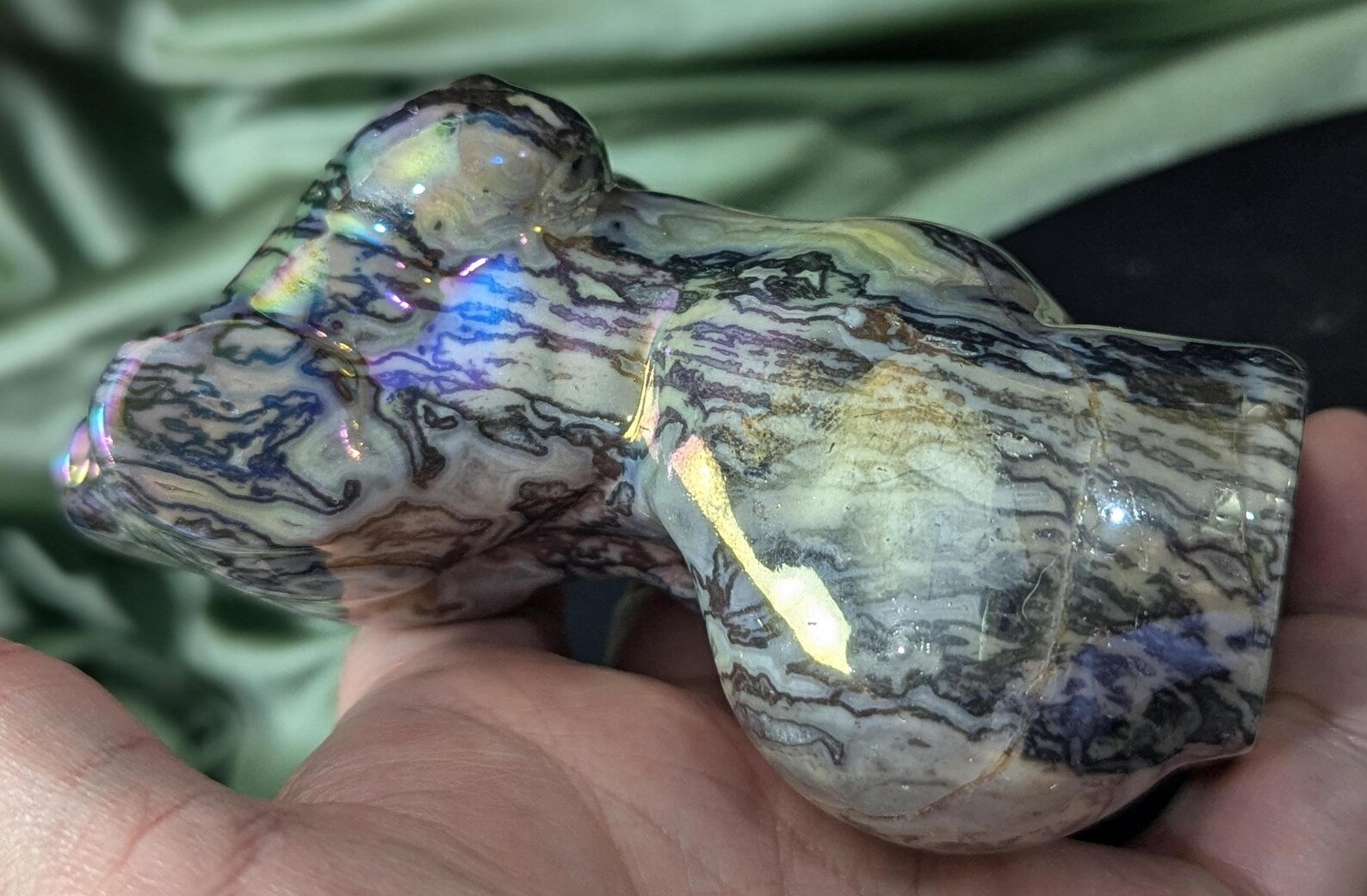 Aura Coated Spiderweb Jasper Lady Body Figurine