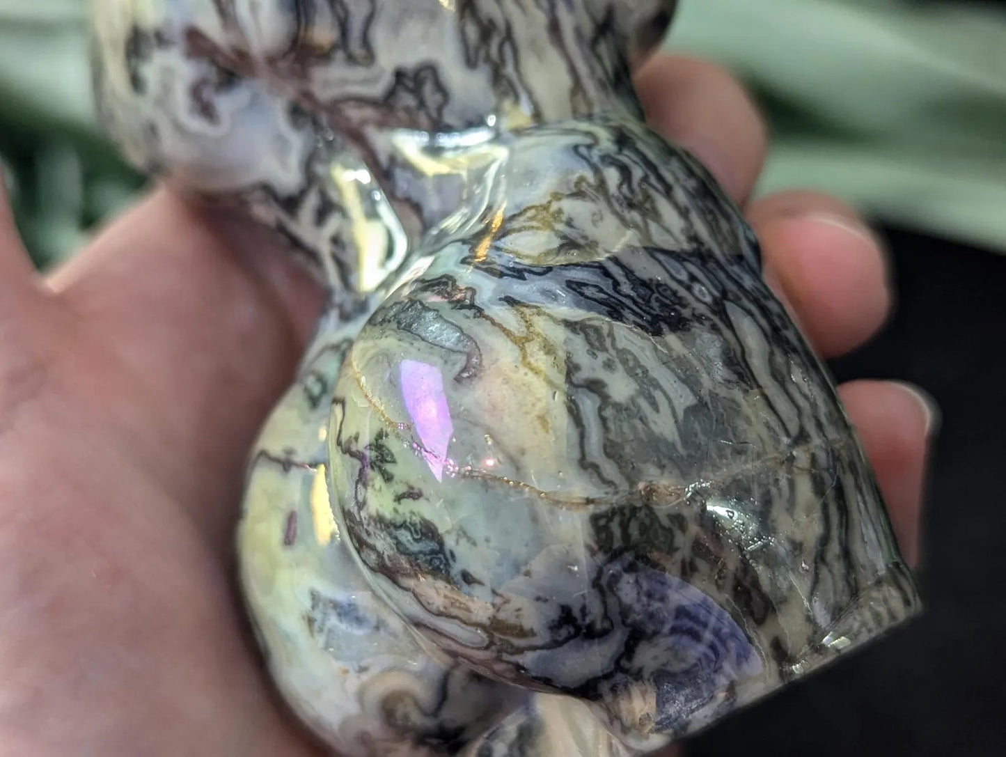 Aura Coated Spiderweb Jasper Lady Body Figurine