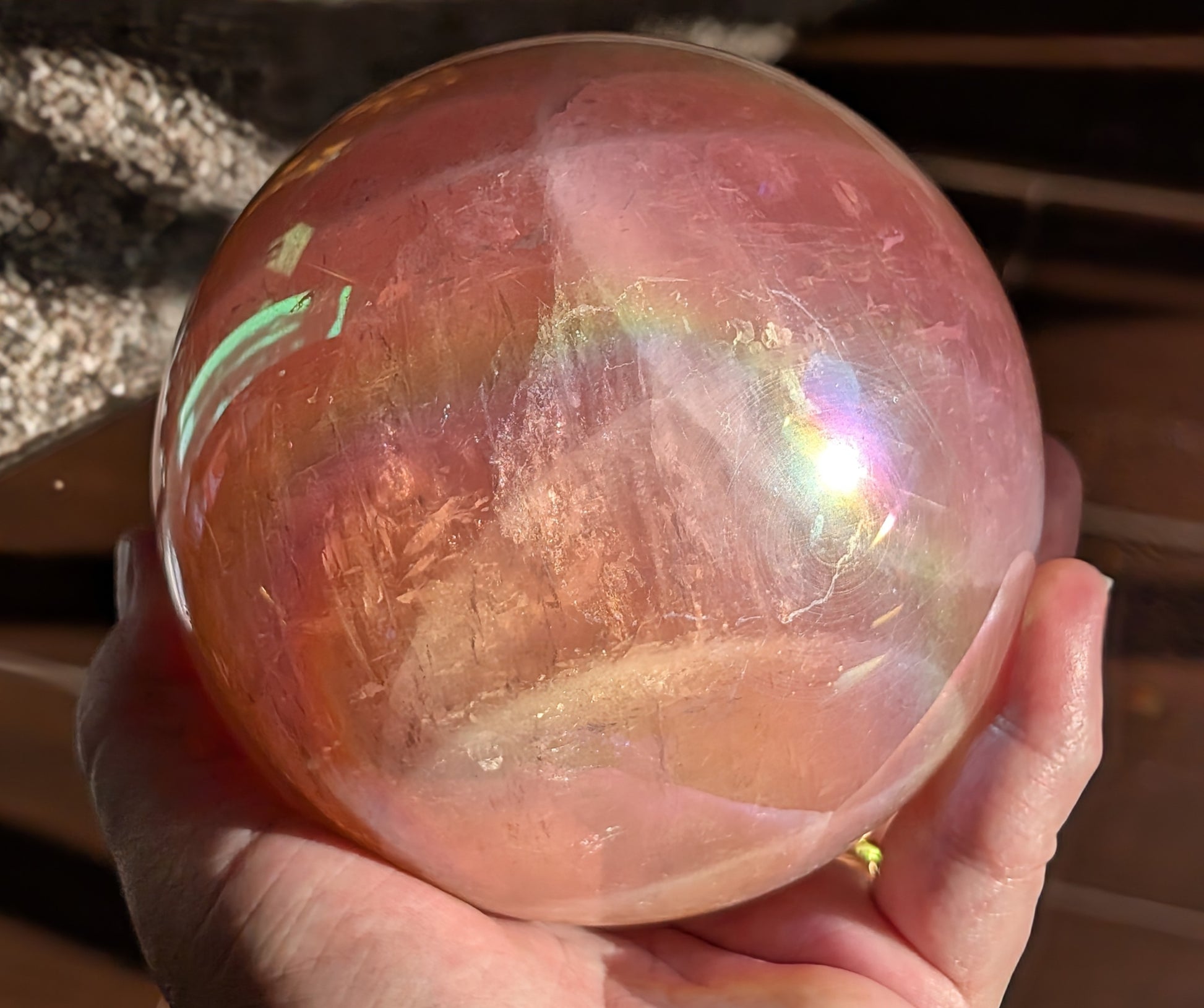 Aura Rose Quartz Sphere