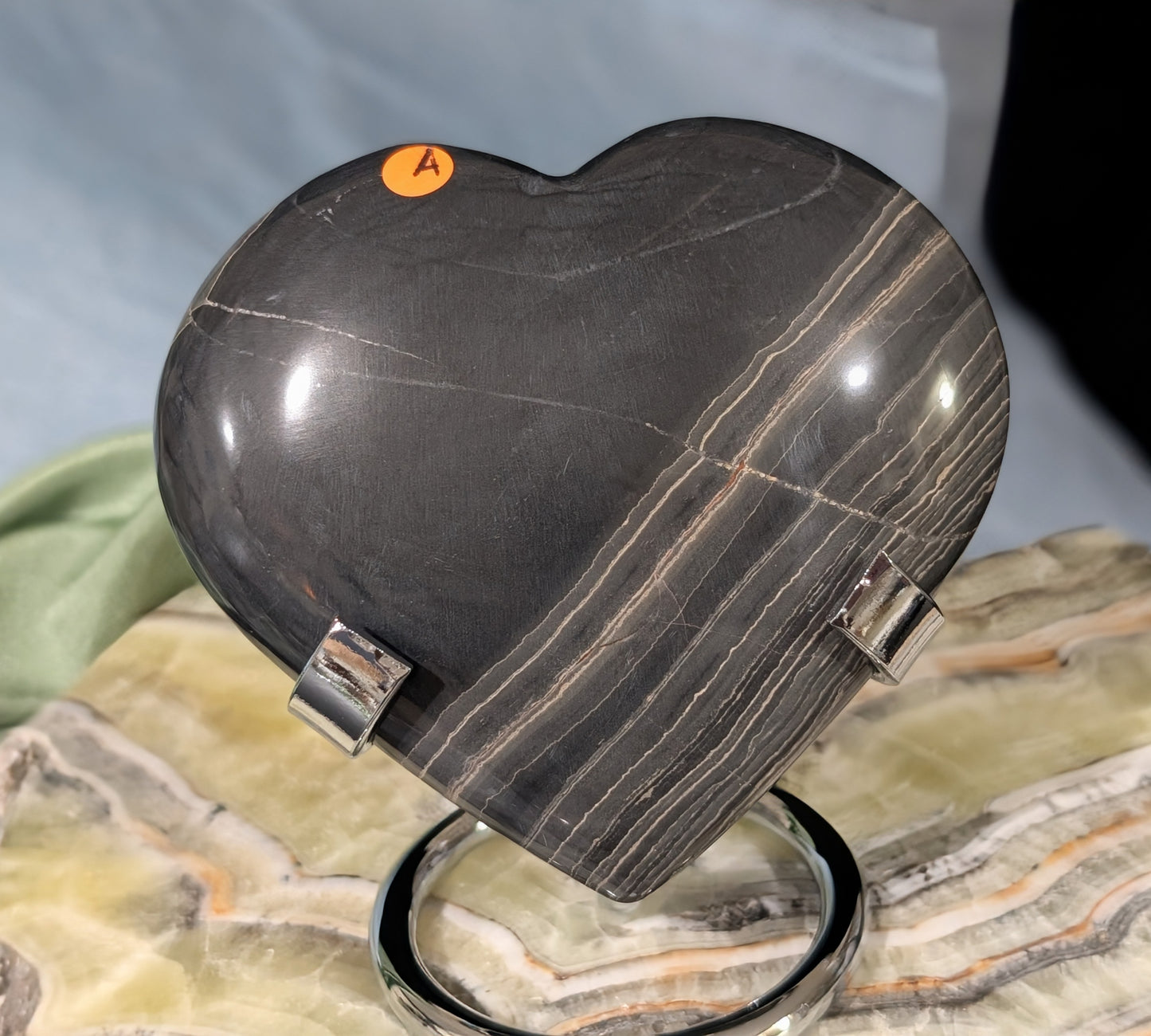 Banded Black Onyx Heart