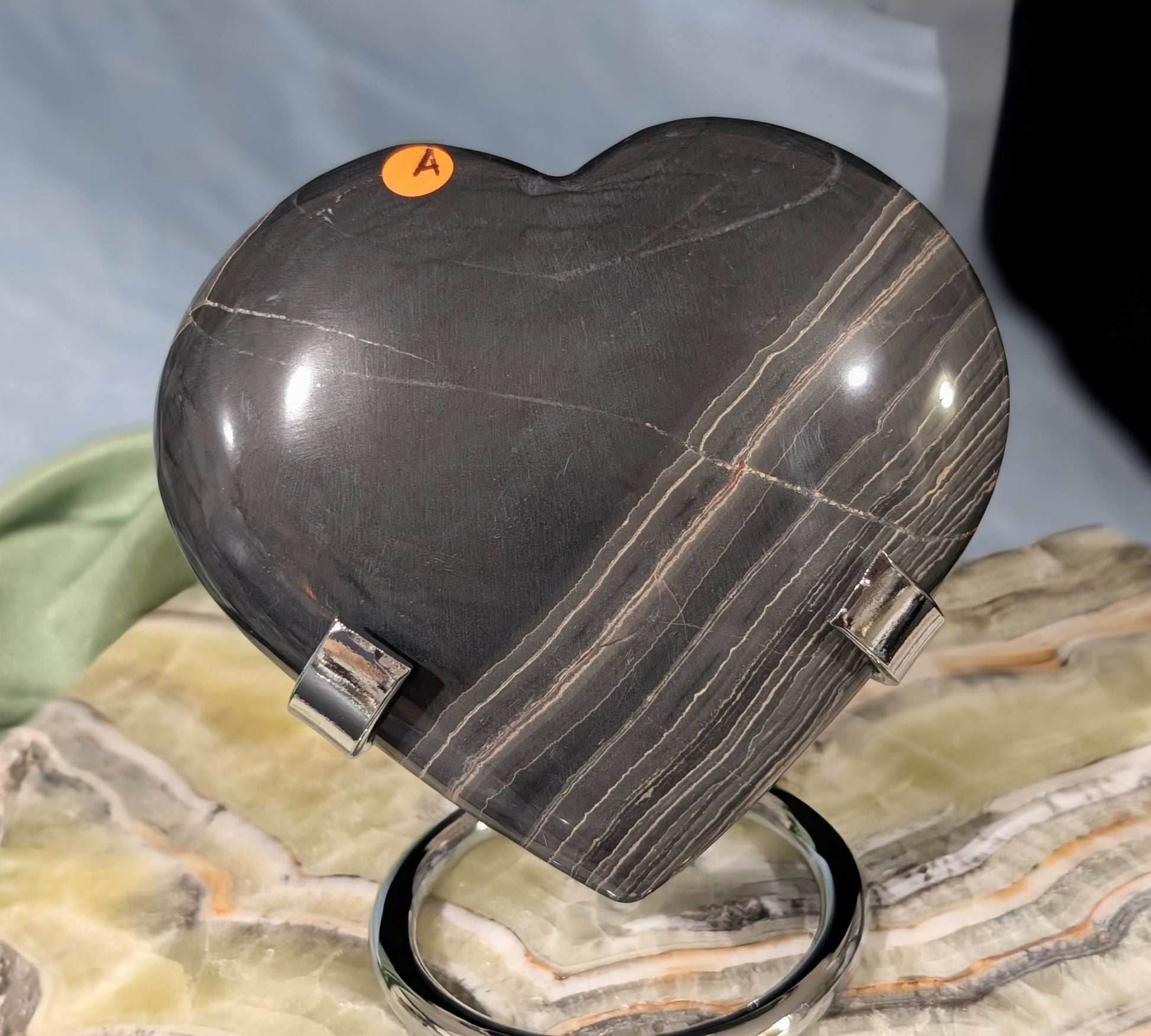 Banded Black Onyx Heart
