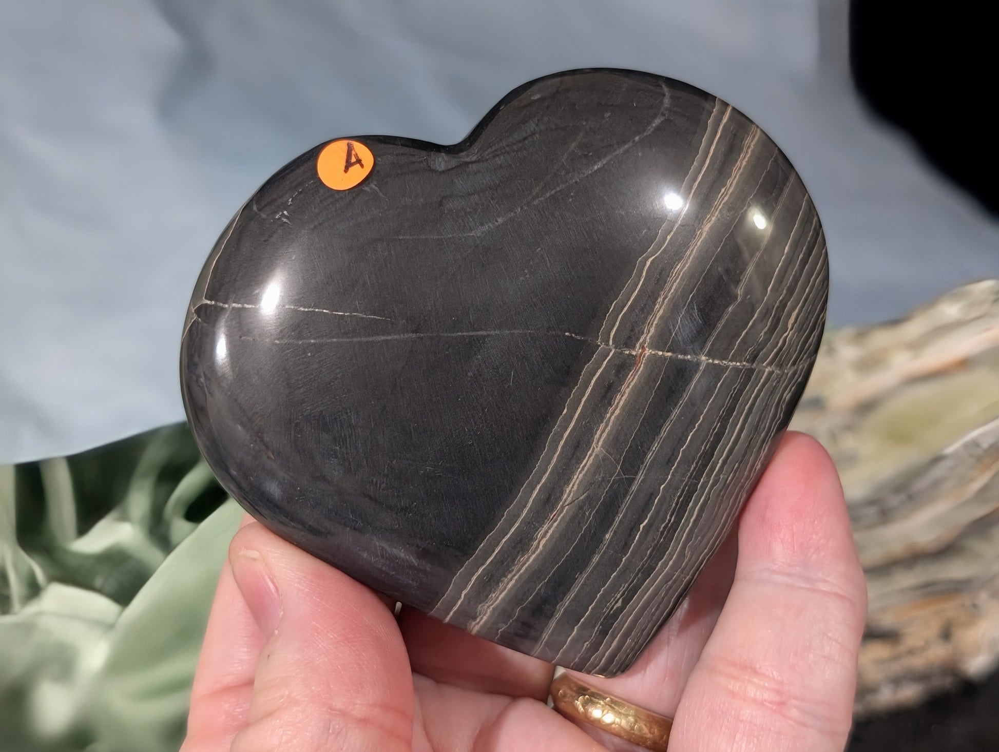 Banded Black Onyx Heart