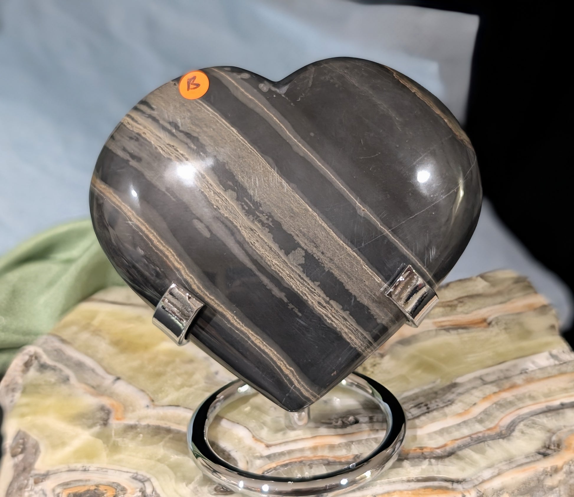 Banded Black Onyx Heart