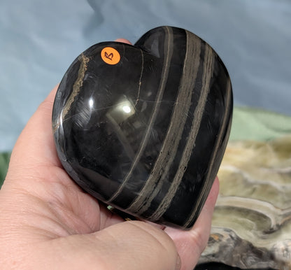 Banded Black Onyx Heart