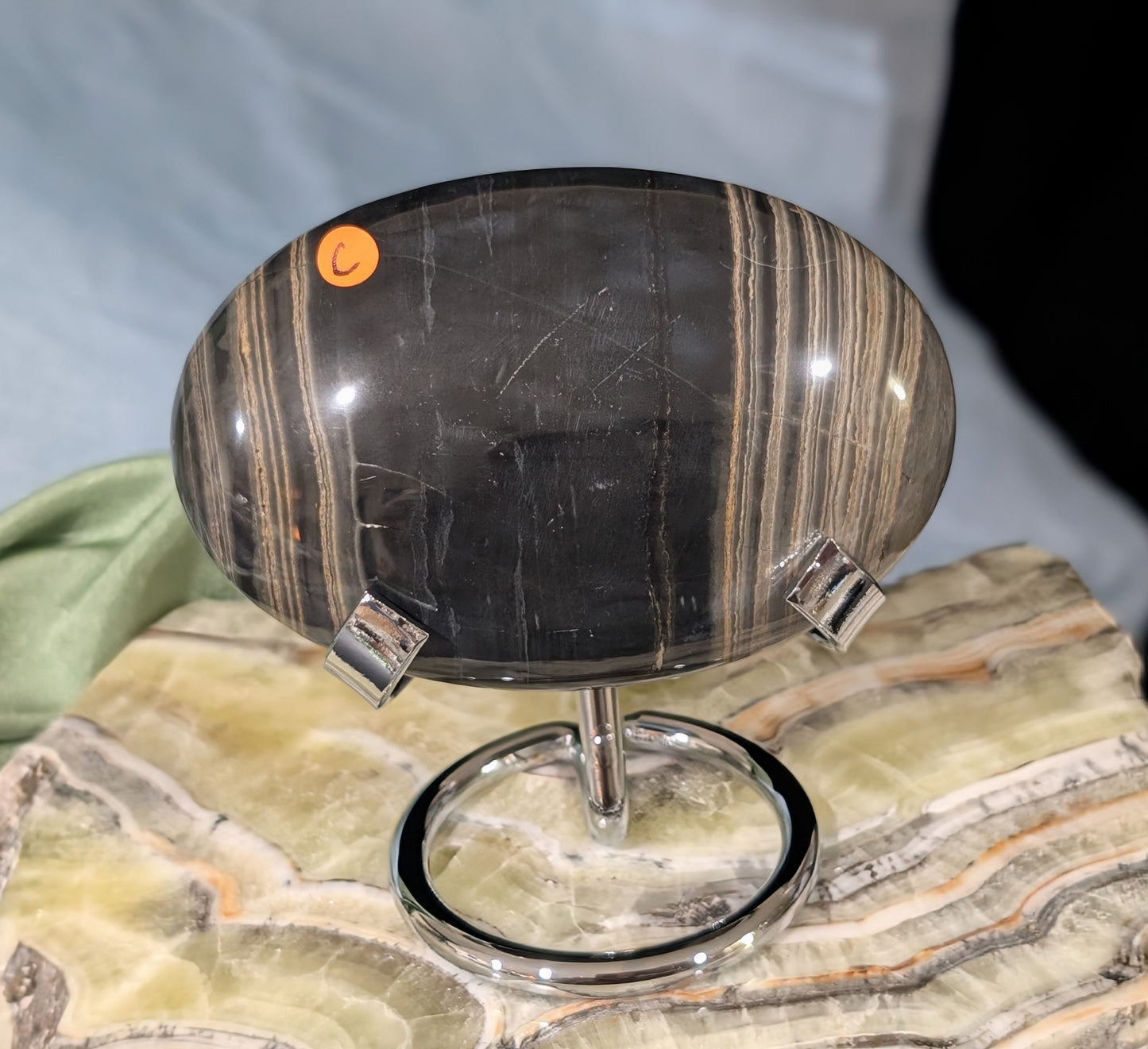 Banded Black Onyx Palm Stone