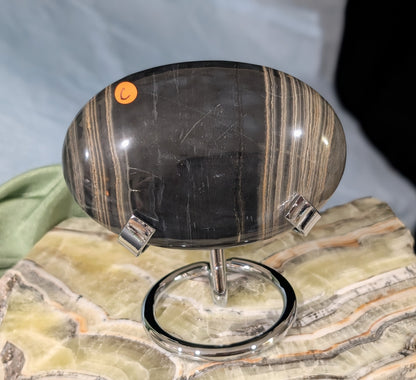 Banded Black Onyx Palm Stone