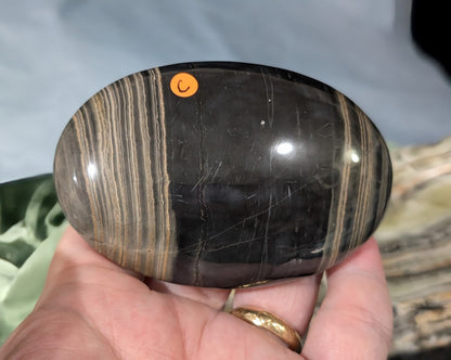 Banded Black Onyx Palm Stone