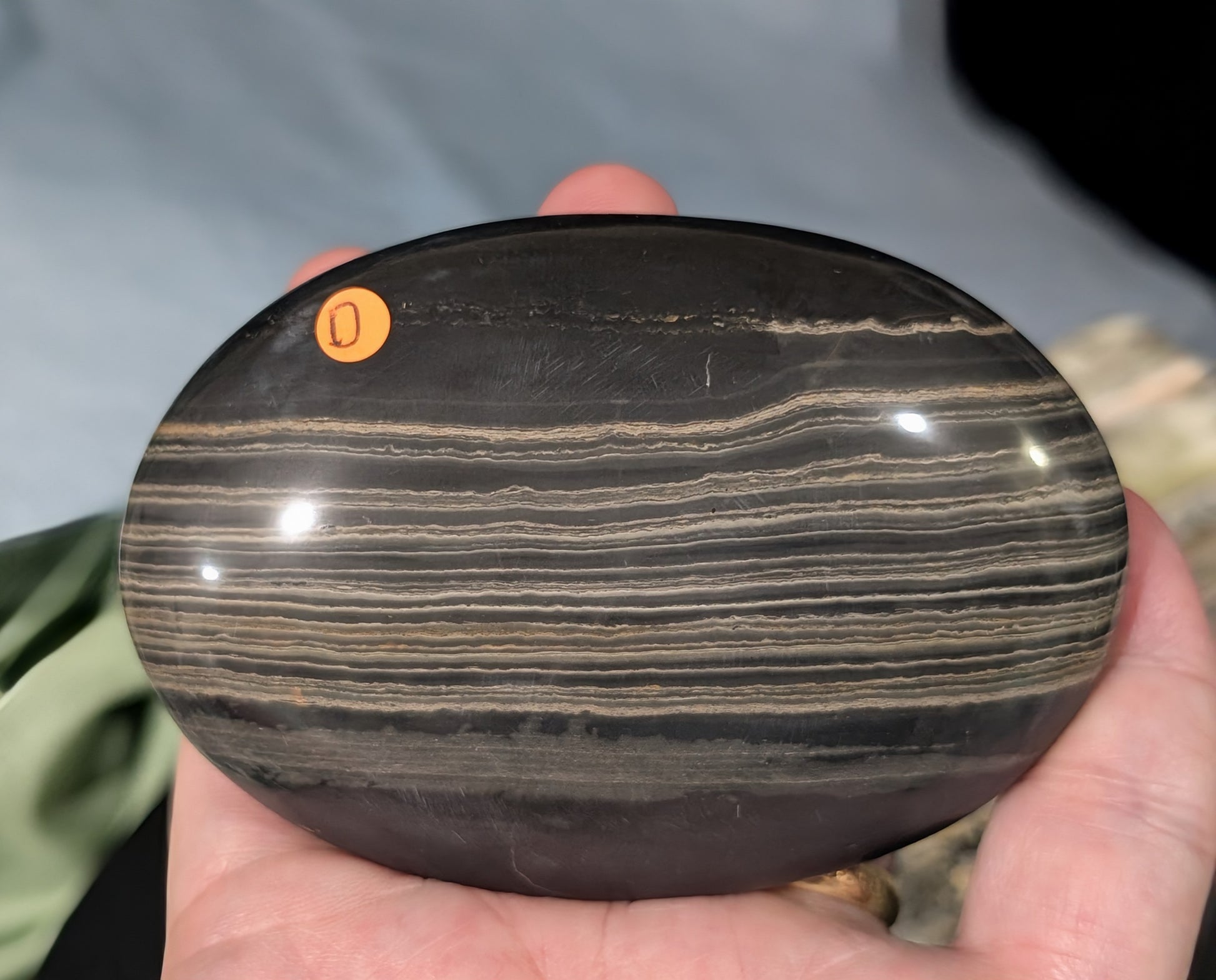 Banded Black Onyx Palm Stone