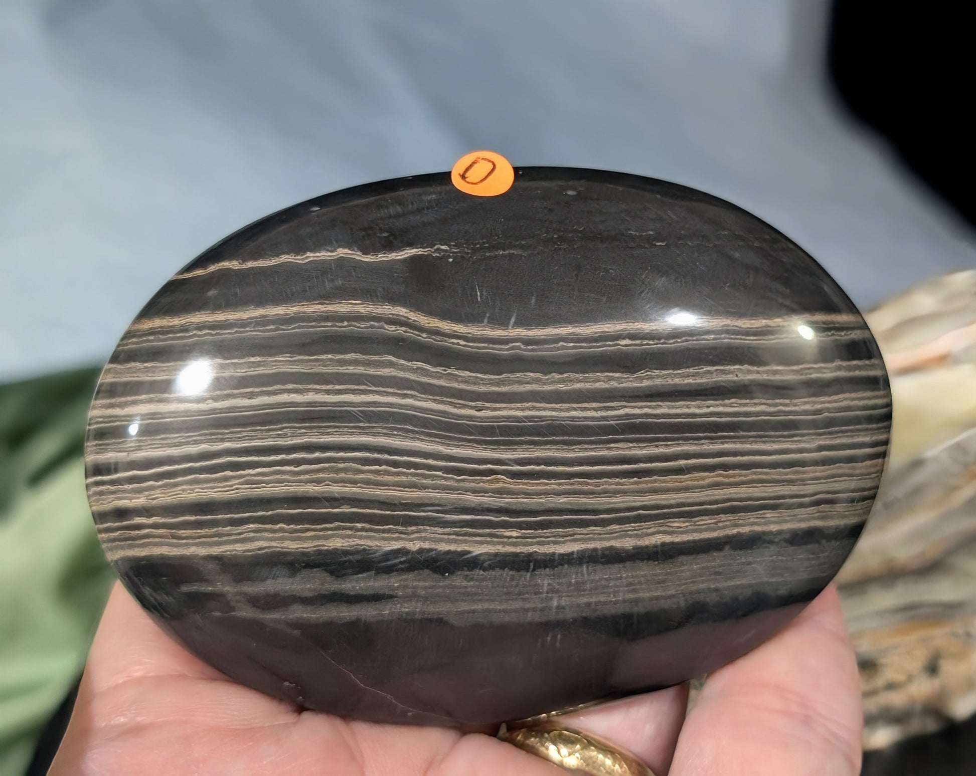 Banded Black Onyx Palm Stone