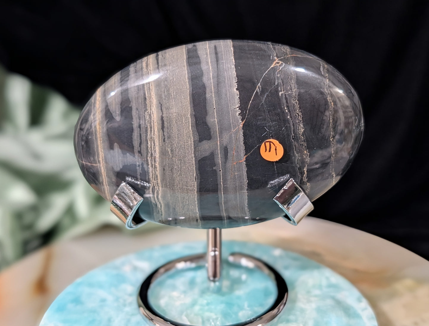 Banded Black Onyx Palm Stone