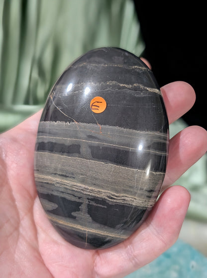 Banded Black Onyx Palm Stone