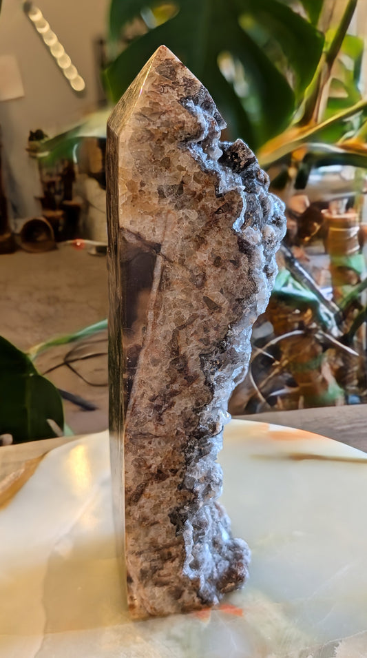 Banded Brown Aragonite Raw Edge Tower 1A