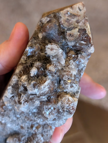 Banded Brown Aragonite Raw Edge Tower 1B