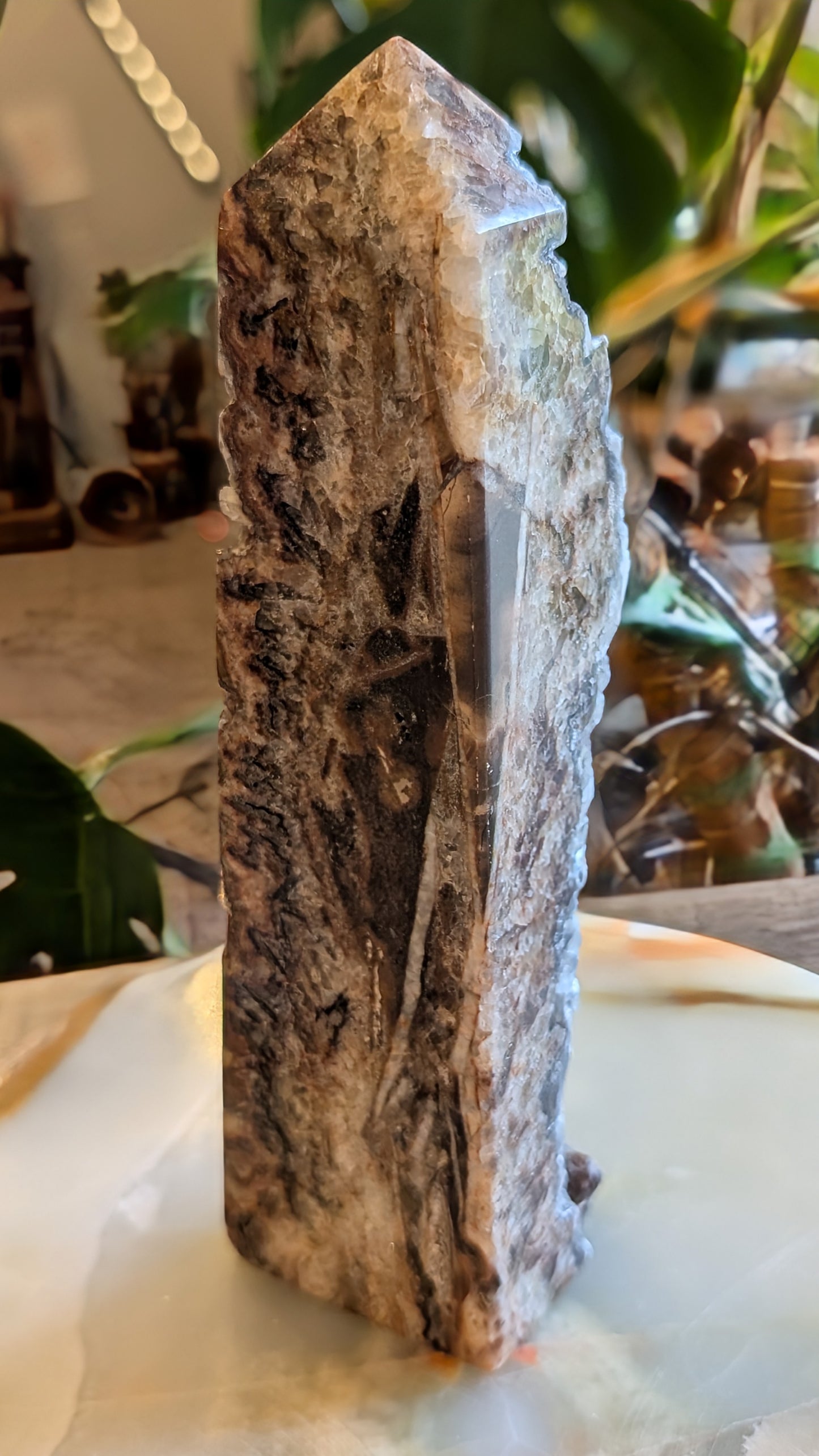Banded Brown Aragonite Raw Edge Tower 1C