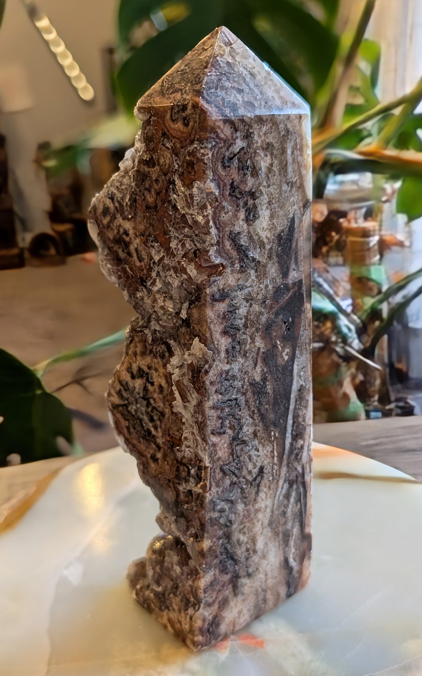 Banded Brown Aragonite Raw Edge Tower 1D