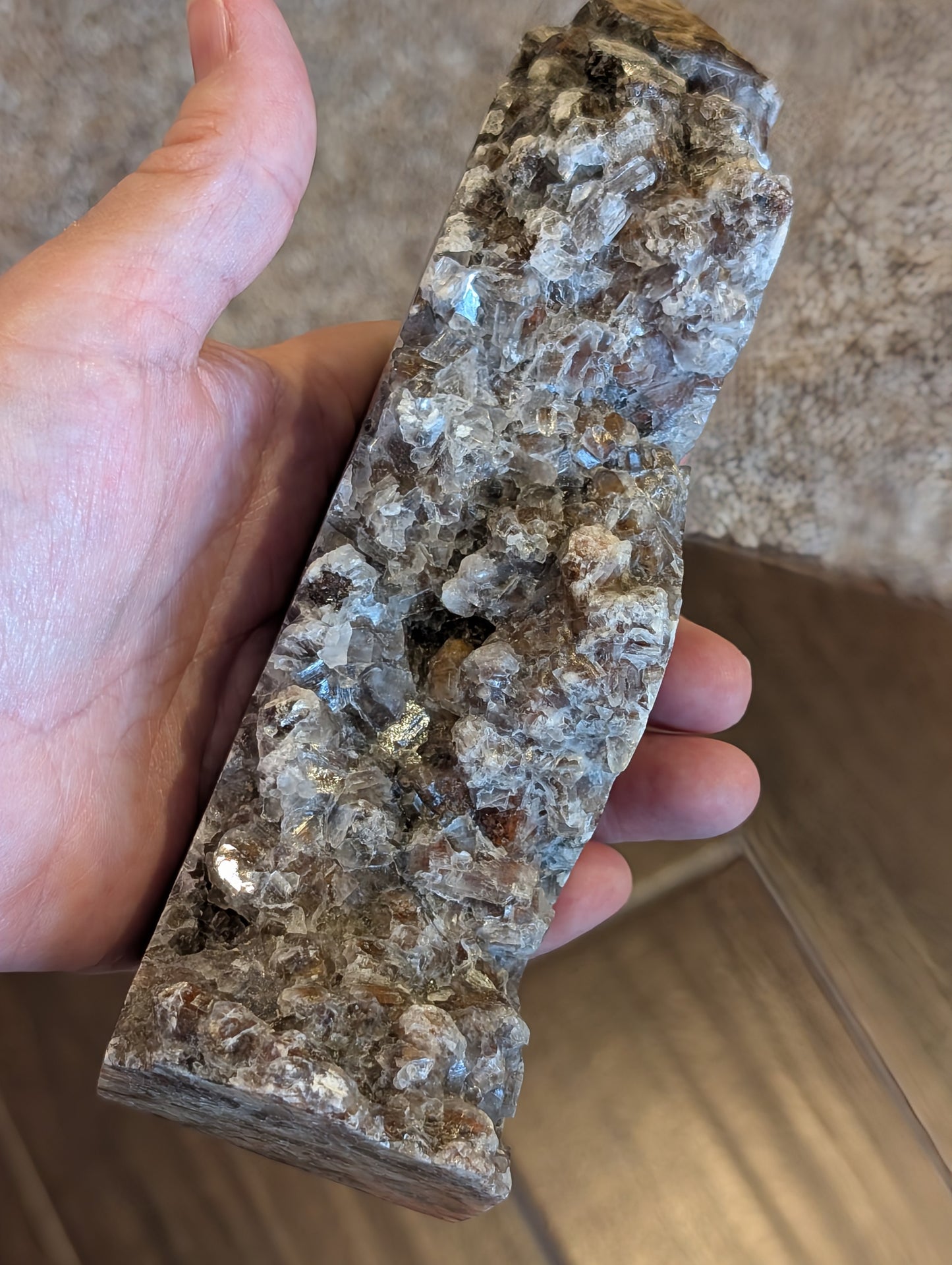 Banded Brown Aragonite Raw Edge Tower 1E