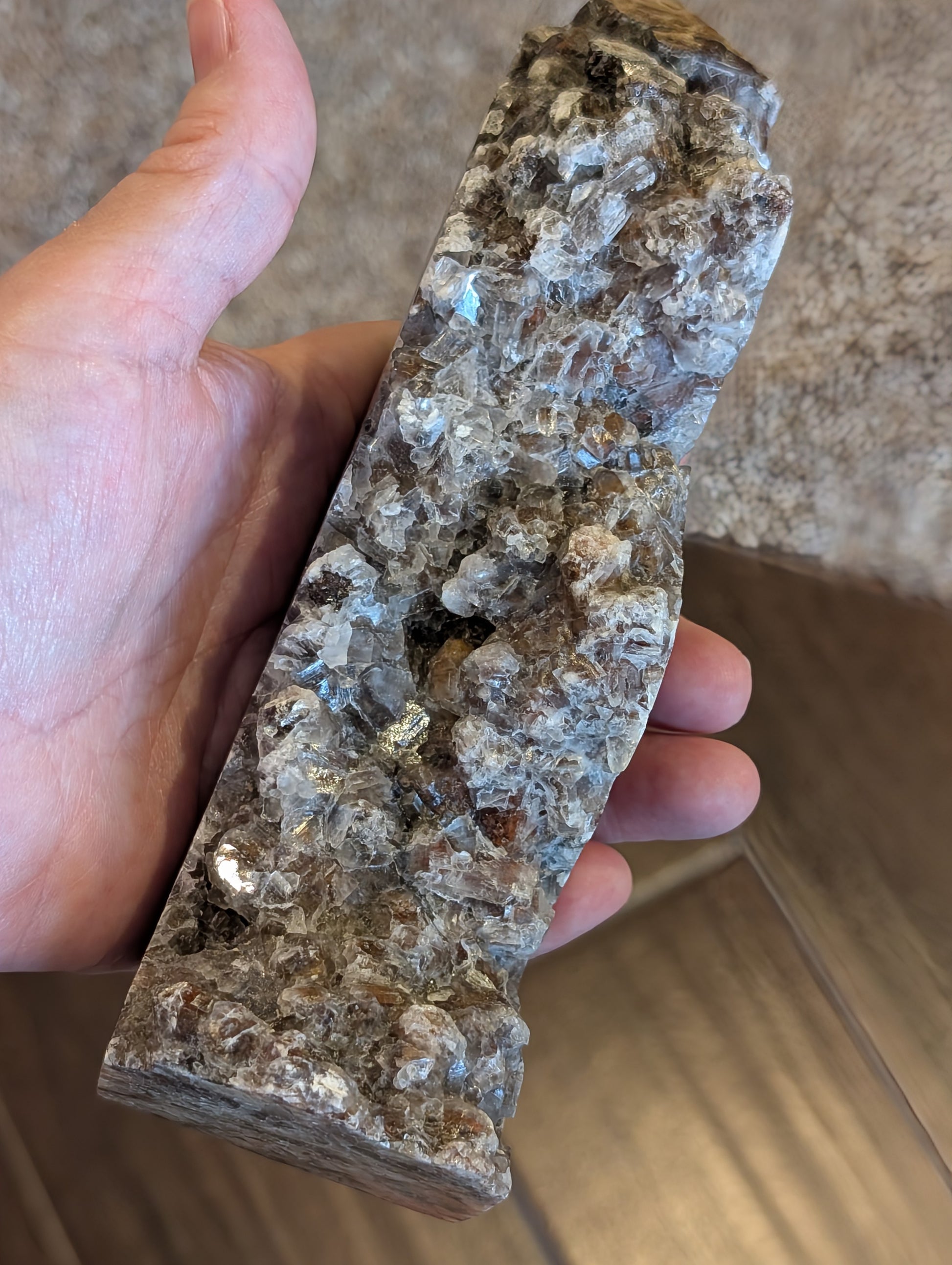 Banded Brown Aragonite Raw Edge Tower 1E