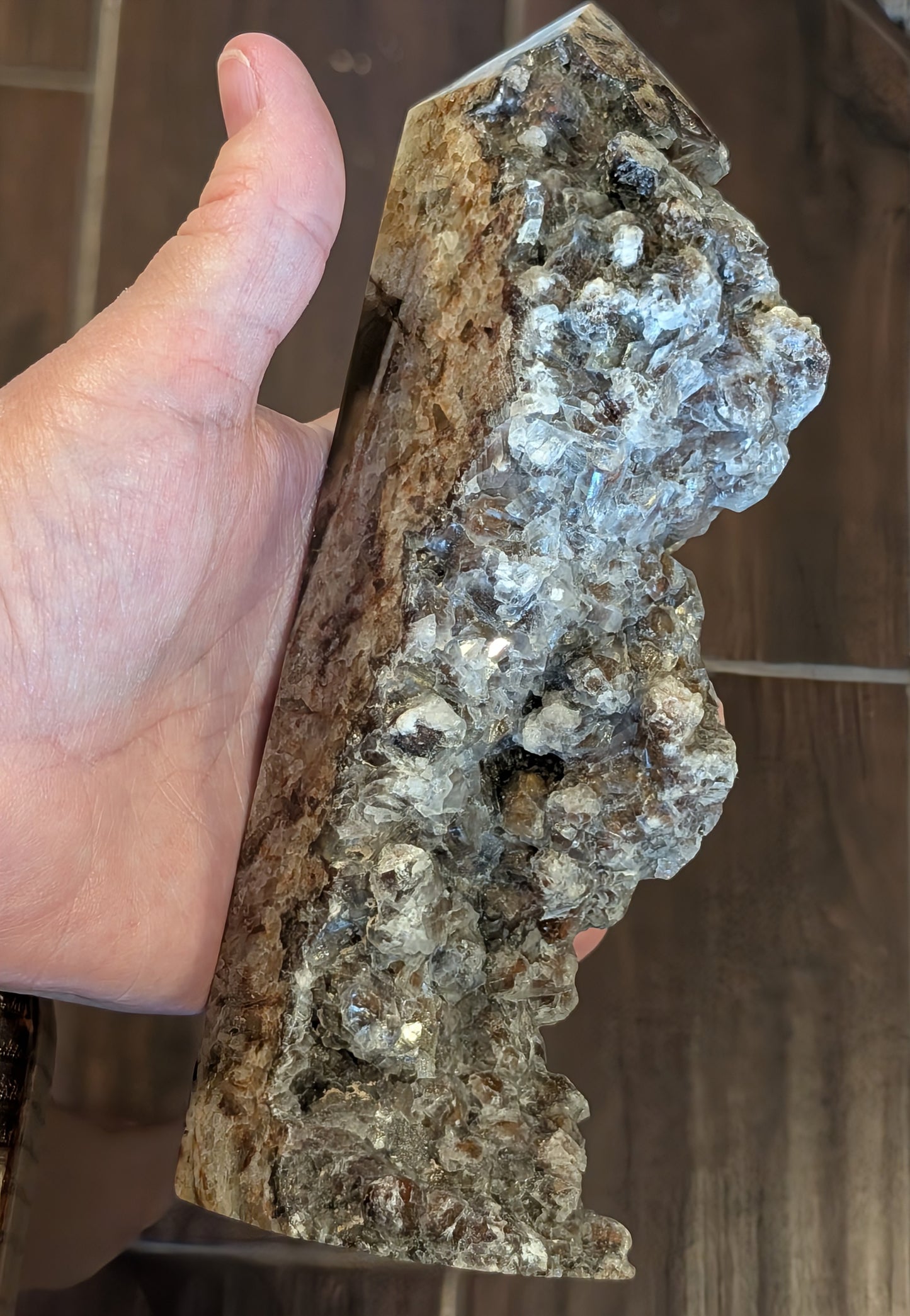 Banded Brown Aragonite Raw Edge Tower 1G