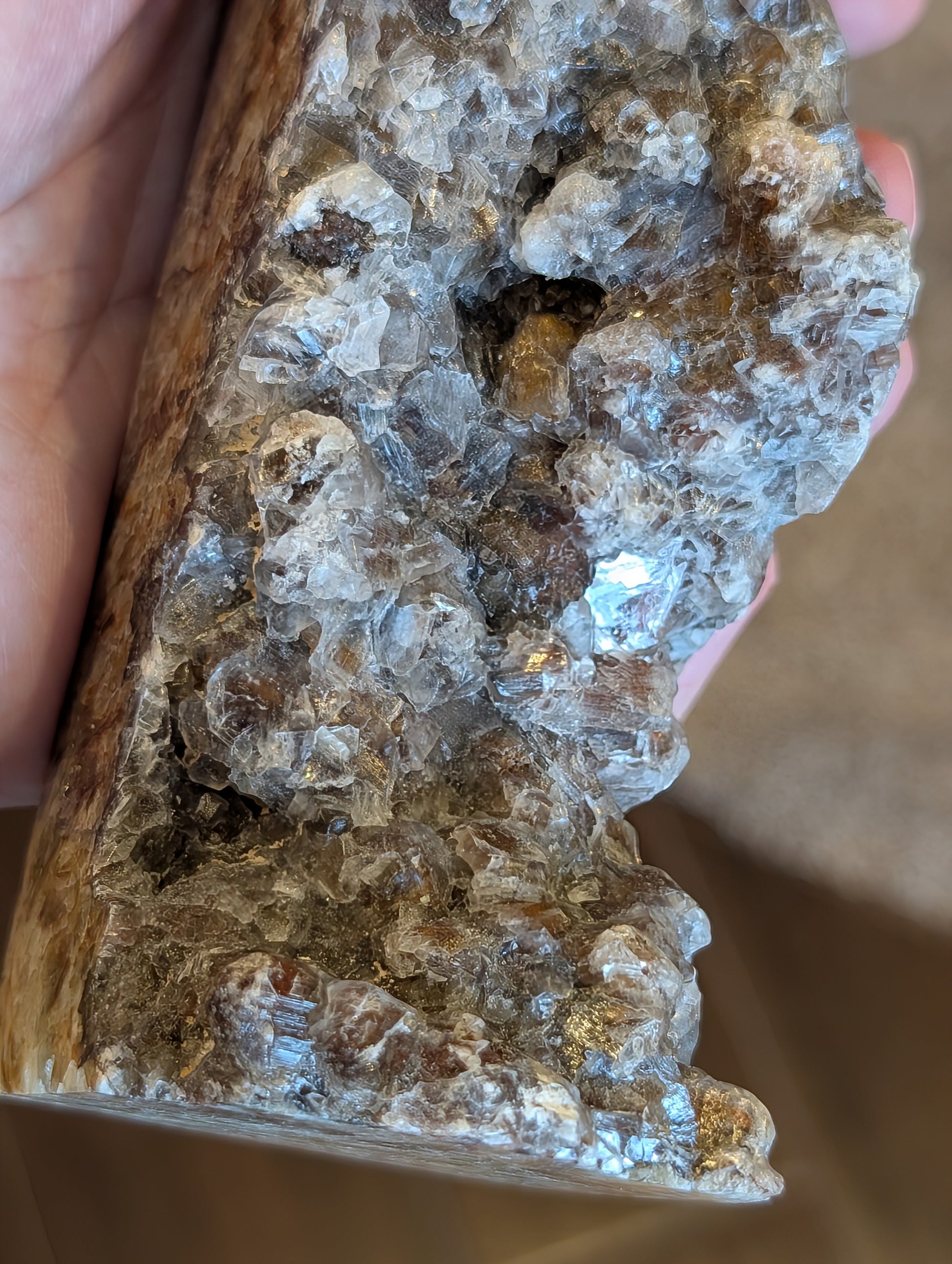 Banded Brown Aragonite Raw Edge Tower 1I