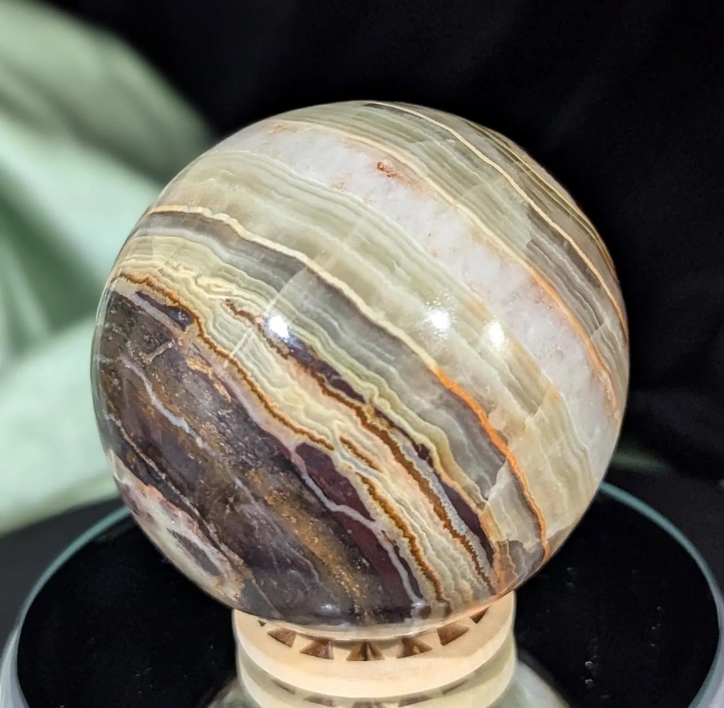 Banded Green Onyx Sphere