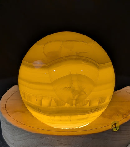 Translucent Banded Lemon Calcite Sphere