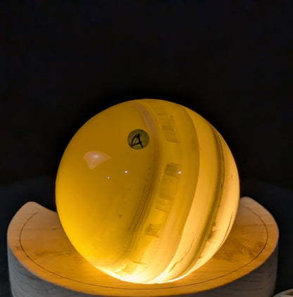 Translucent Banded Lemon Calcite Sphere