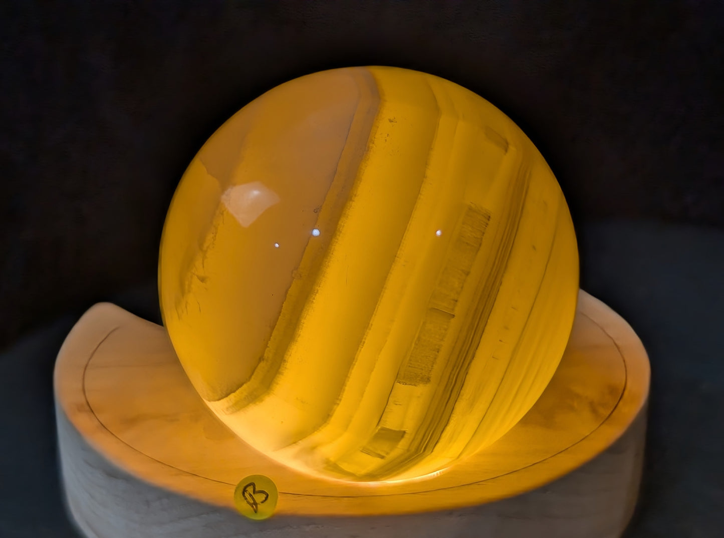Translucent Banded Lemon Calcite Sphere