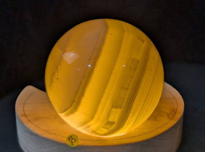 Translucent Banded Lemon Calcite Sphere