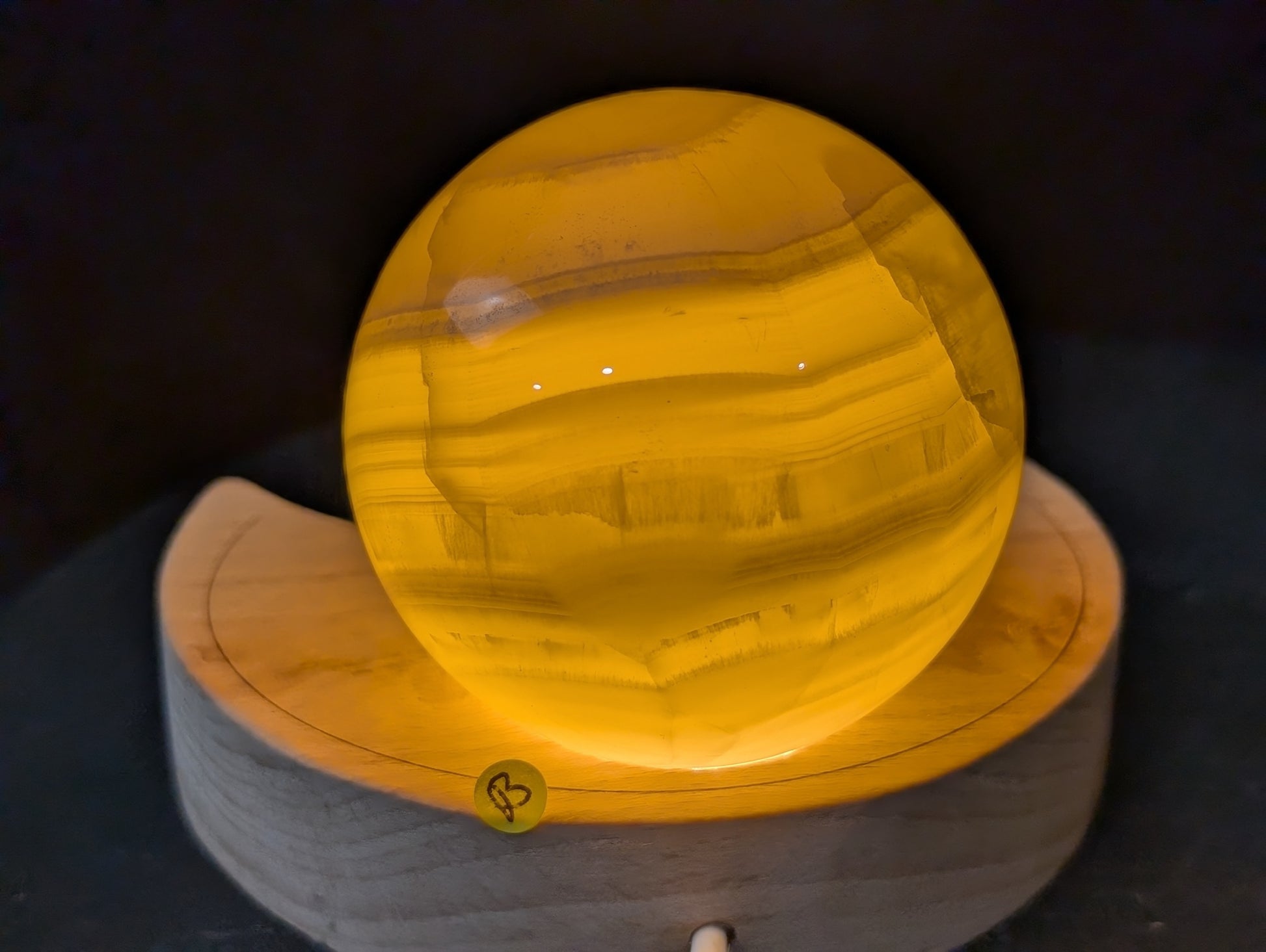 Translucent Banded Lemon Calcite Sphere