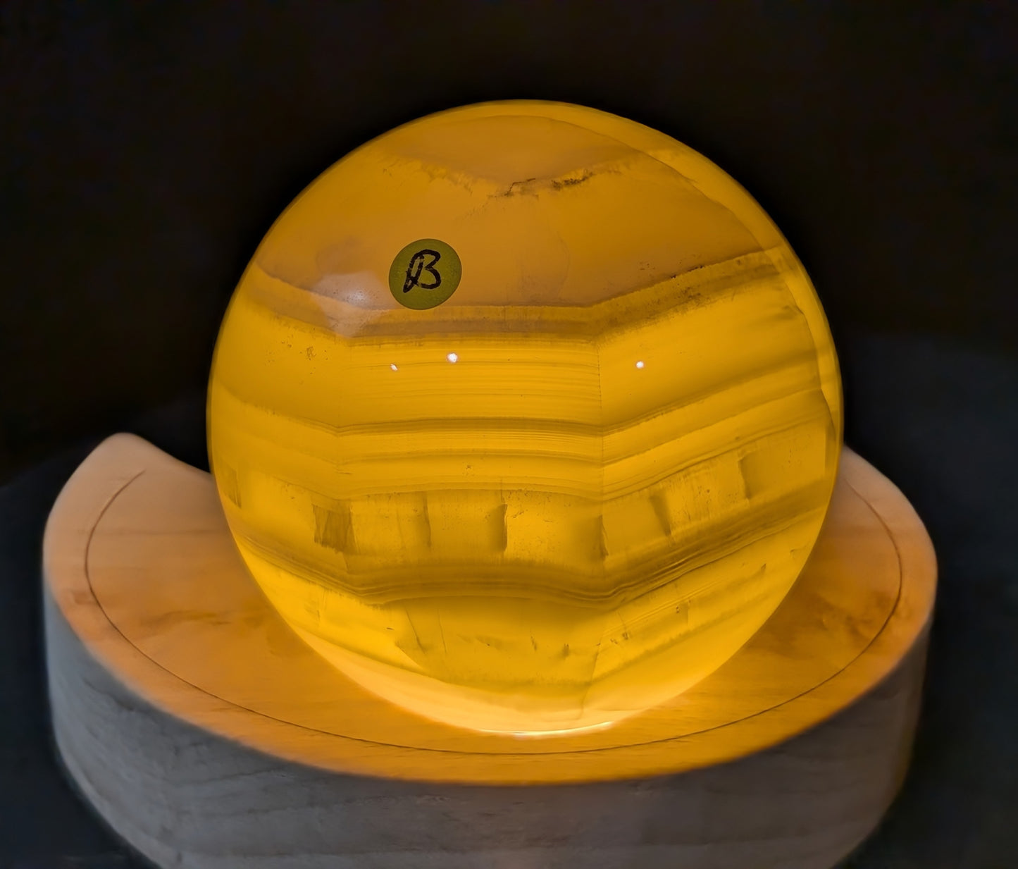 Translucent Banded Lemon Calcite Sphere