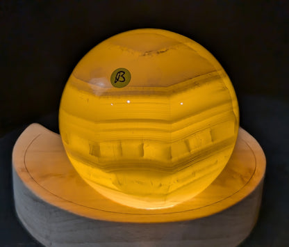 Translucent Banded Lemon Calcite Sphere