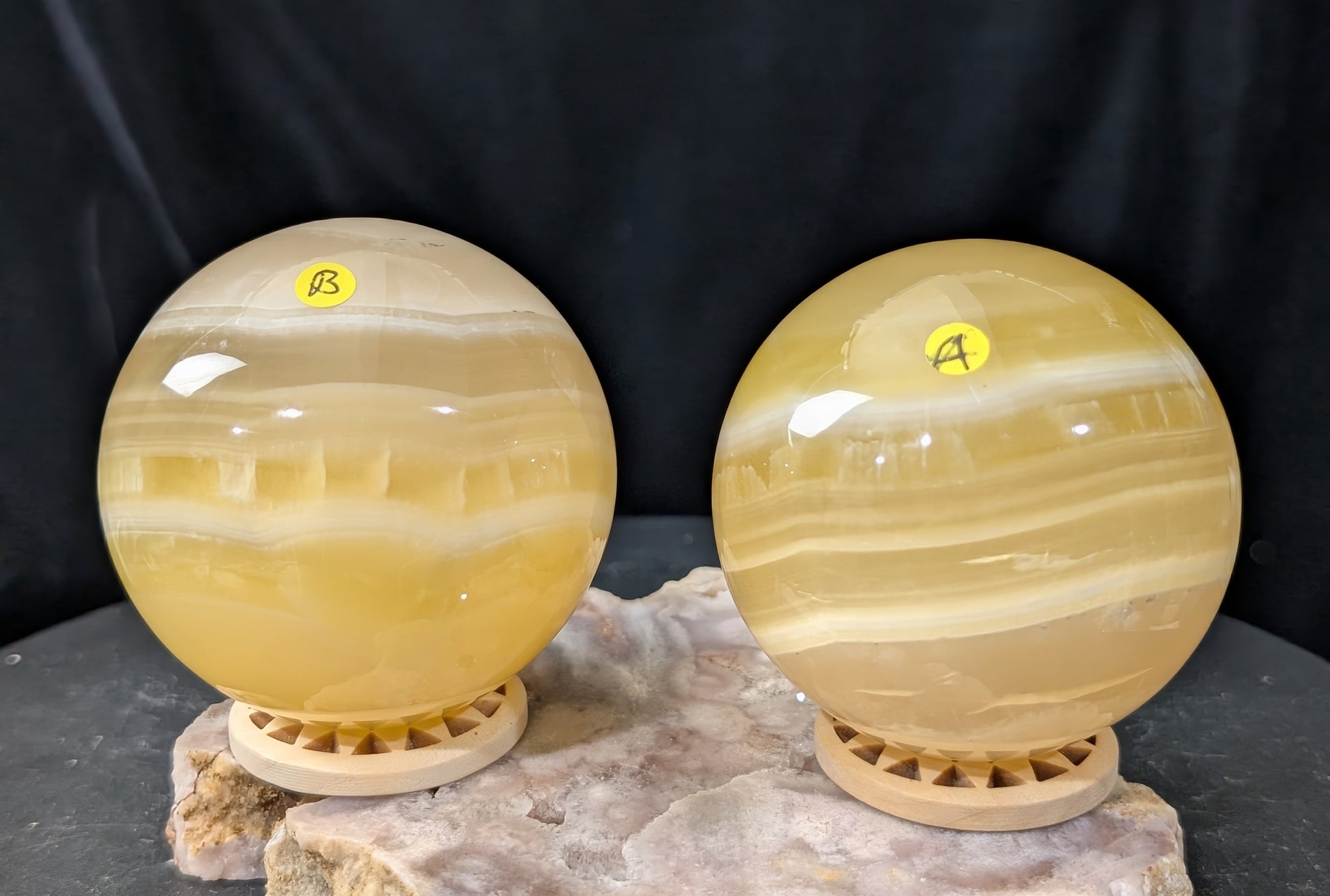 Banded Lemon Calcite Spheres