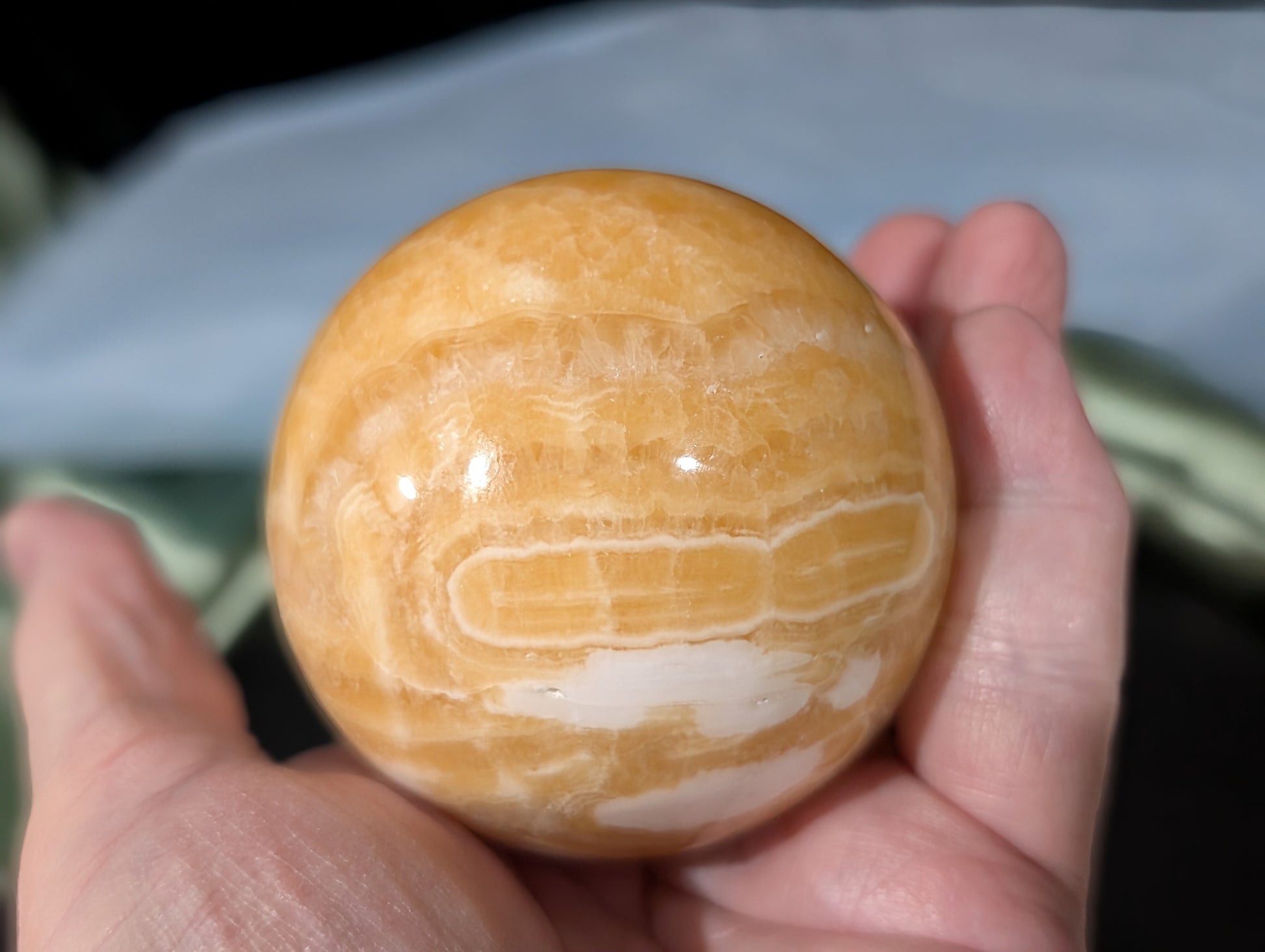 Banded Orange Calcite Sphere 2K