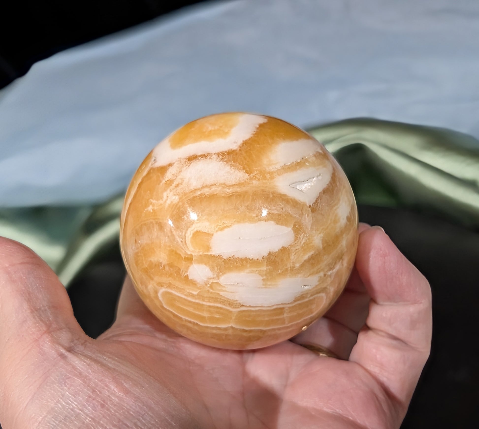 Banded Orange Calcite Sphere 2M