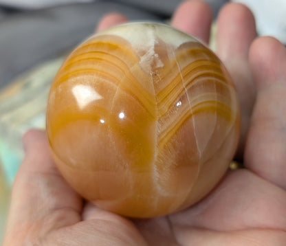 Banded Peach Calcite Sphere