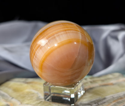 Banded Peach Calcite Sphere