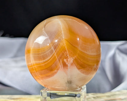 Banded Peach Calcite Sphere