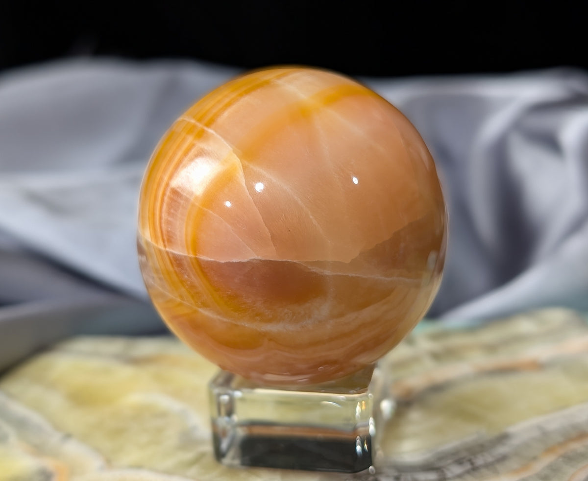 Banded Peach Calcite Sphere