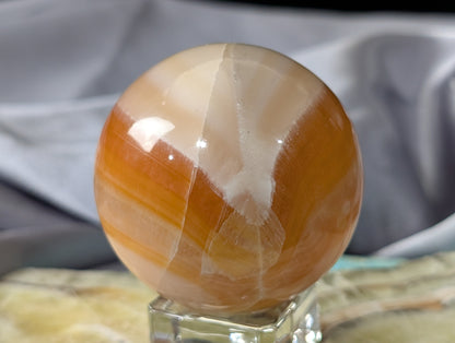 Banded Peach Calcite Sphere