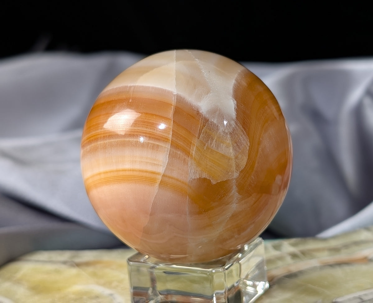 Banded Peach Calcite Sphere