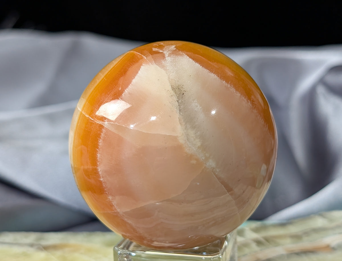 Banded Peach Calcite Sphere