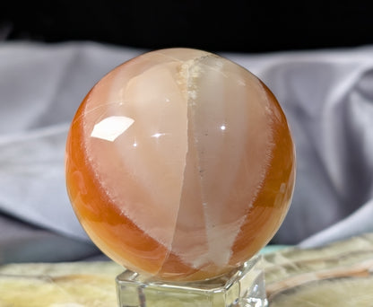 Banded Peach Calcite Sphere