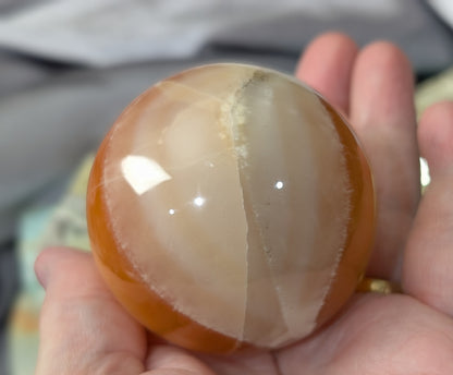 Banded Peach Calcite Sphere
